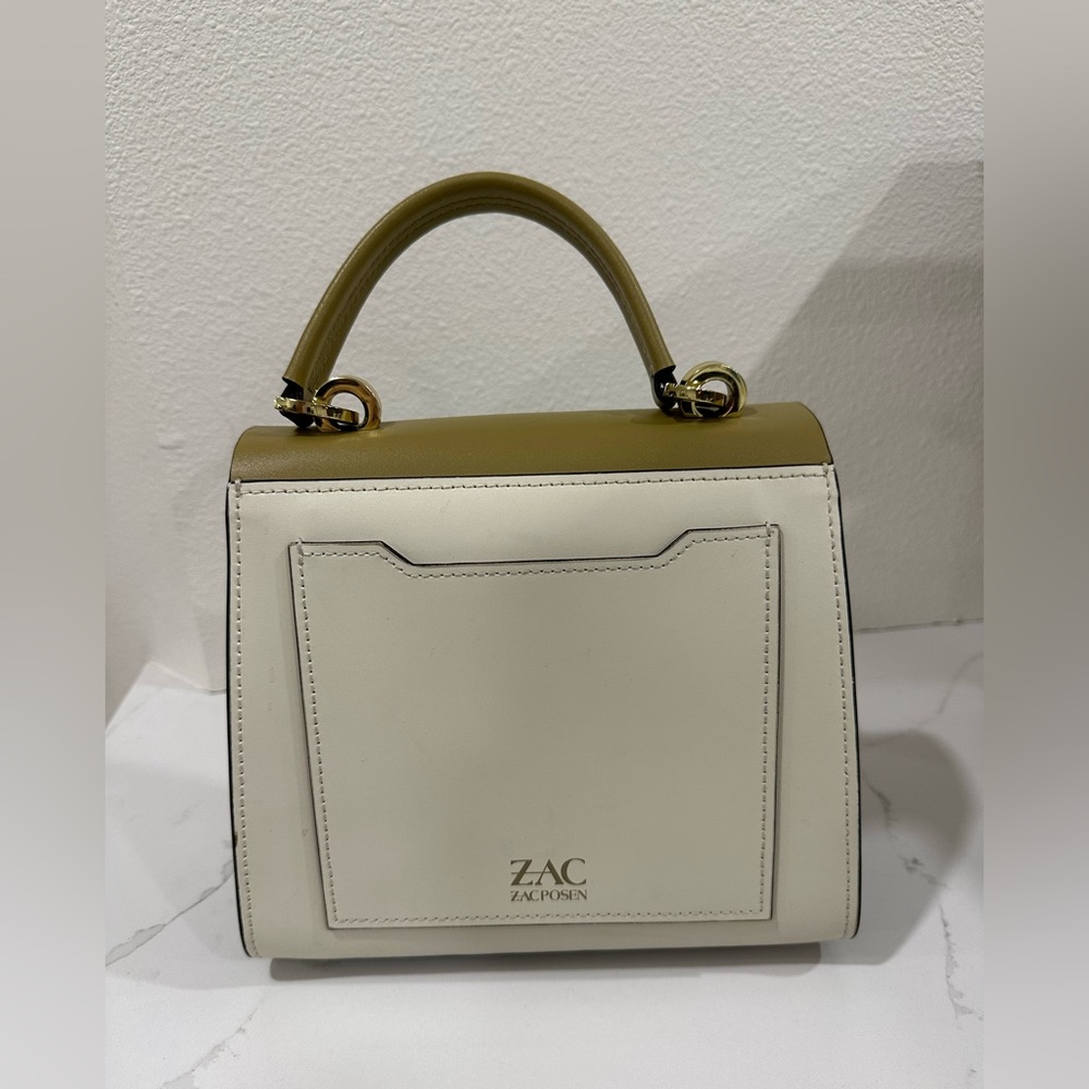 Zac Zac Posen Olive Green and Cream Handle Shoulder Bag - Picture 3 of 13